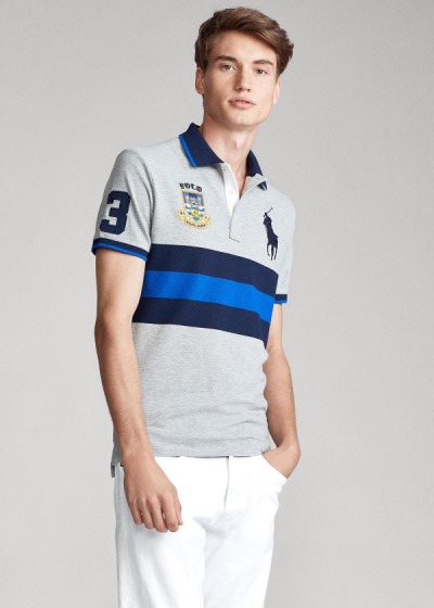 Men's Polo Ralph Lauren Striped Big Pony Polo Shirts | 740968LIN